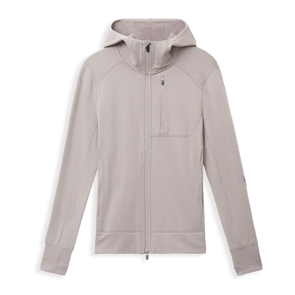 Women's Mammoth Full Zip Hoodie SIZE SMALL in "moonrock" grey MERINO WOOL